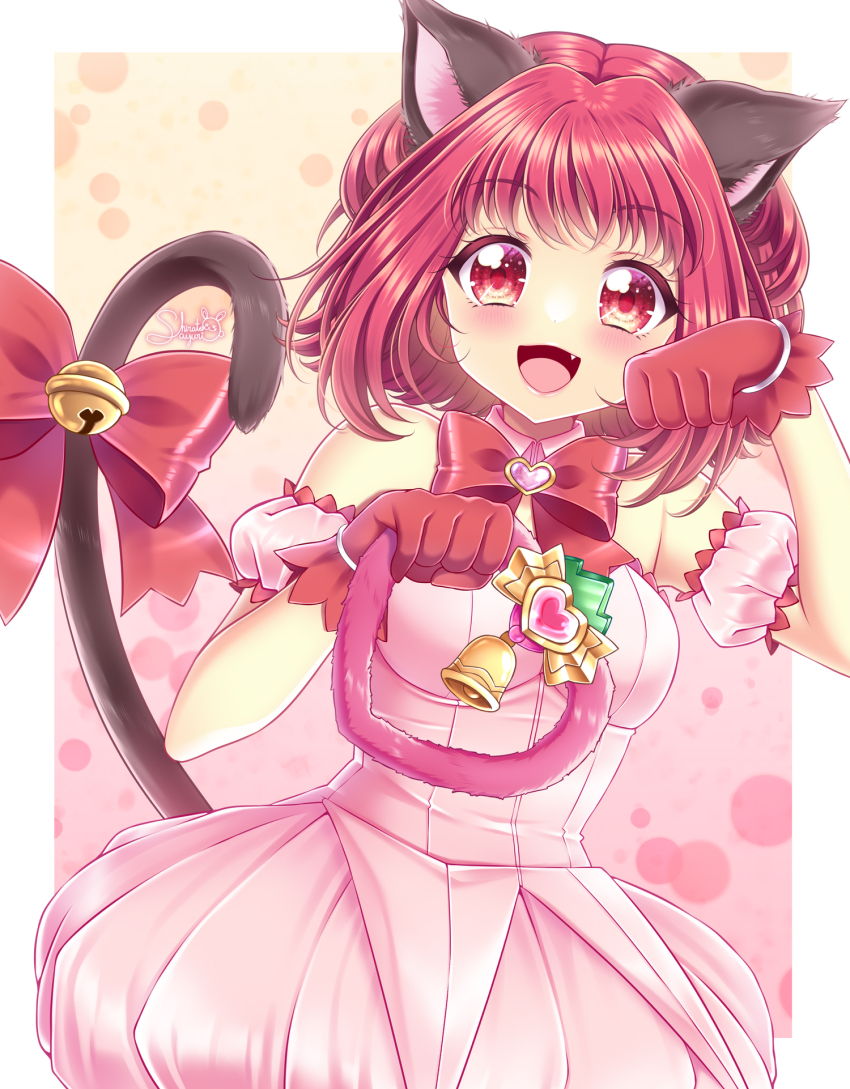 1girl, animal_ears, blush, bow, breasts, cat_ears, cat_girl, cat_tail