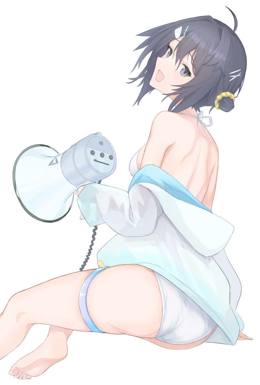 1girl, 8ka43, :d, absurdres, arknights, ass, bikini, black_eyes