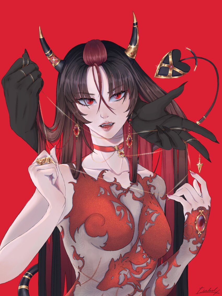 1boy, 1other, 1sabe1x, arms_up, black_gloves, breasts, cleavage, collar