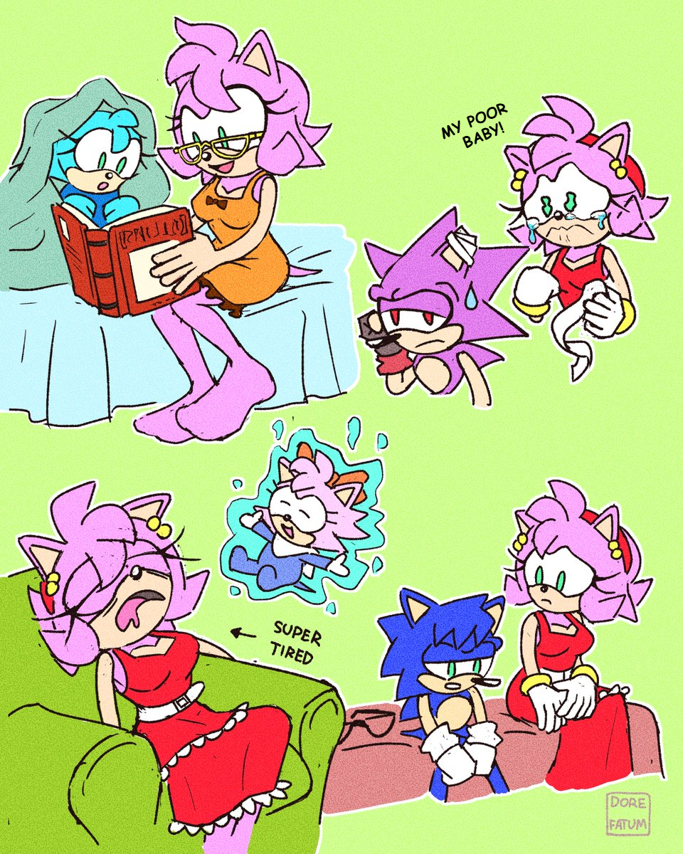 aged_up, amy_rose, baby, bare_legs, barefoot, bed, bed_time, blanket