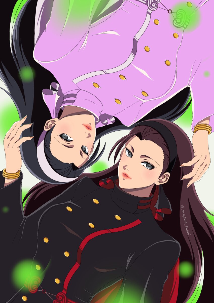 2girls, absurdres, black_hair, highres, kagura_chizuru, kagura_maki, multiple_girls, priestess