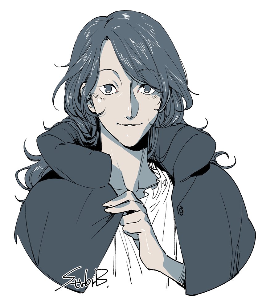 1girl, coat, coat_on_shoulders, commentary_request, cropped_torso, hand_up, hinata_(toshi_densetsu_kaitai_center), ichigo_beeru