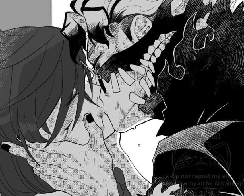 1boy, 1girl, ayase_momo, battle_damage, black_nails, blood, blood_on_face, bow