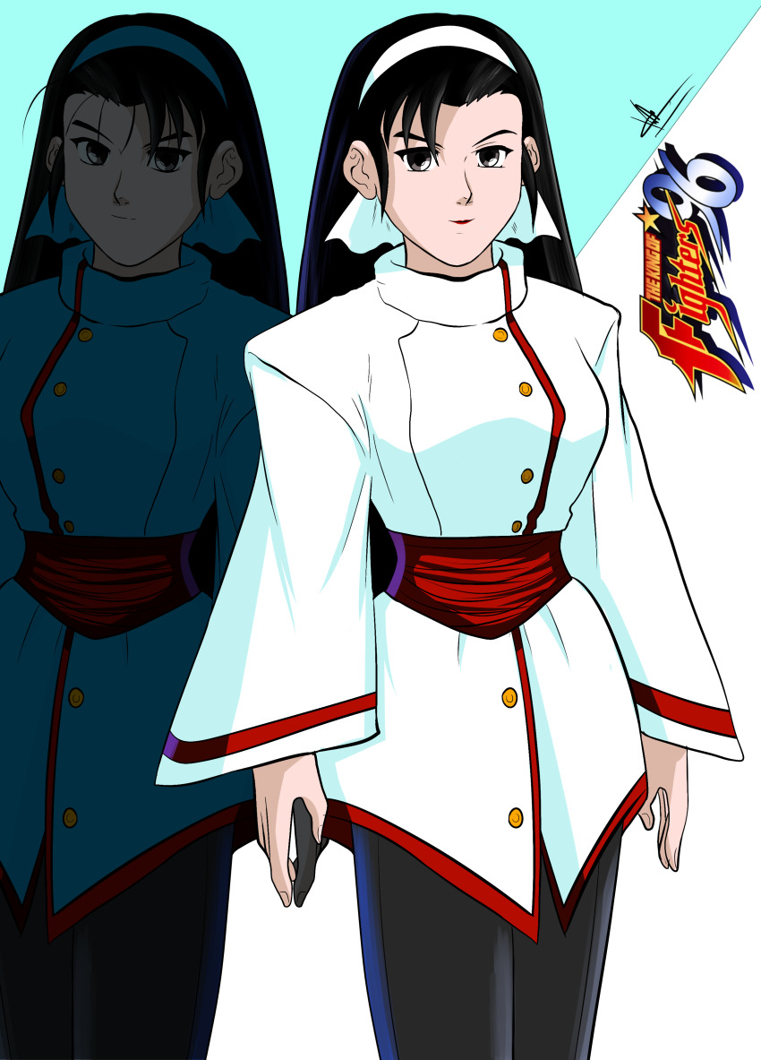 2girls, absurdres, black_hair, highres, kagura_chizuru, kagura_maki, multiple_girls, priestess