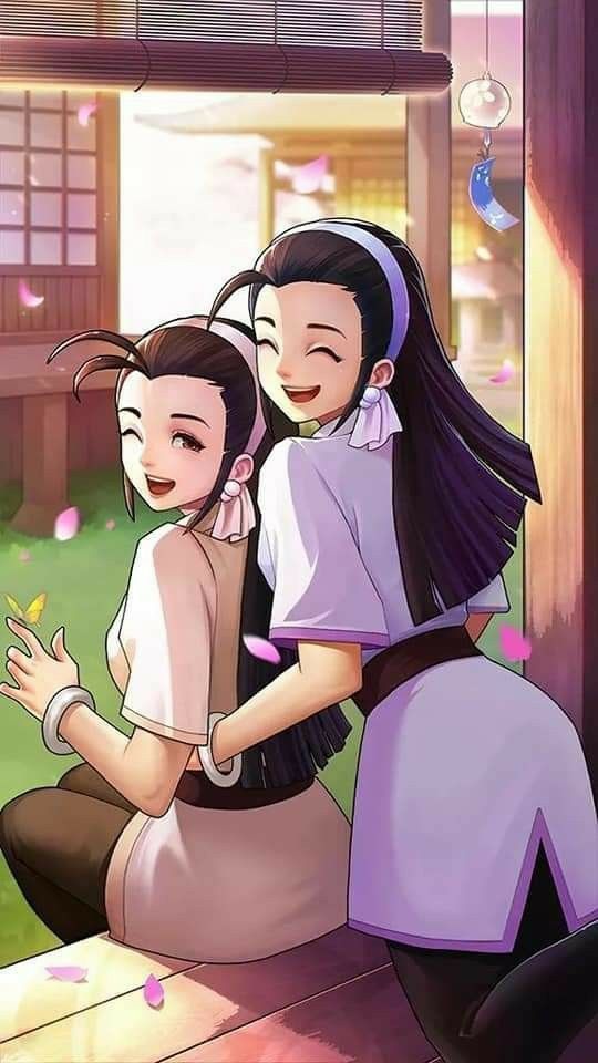 2girls, black_hair, kagura_chizuru, kagura_maki, multiple_girls, priestess, siblings, sisters