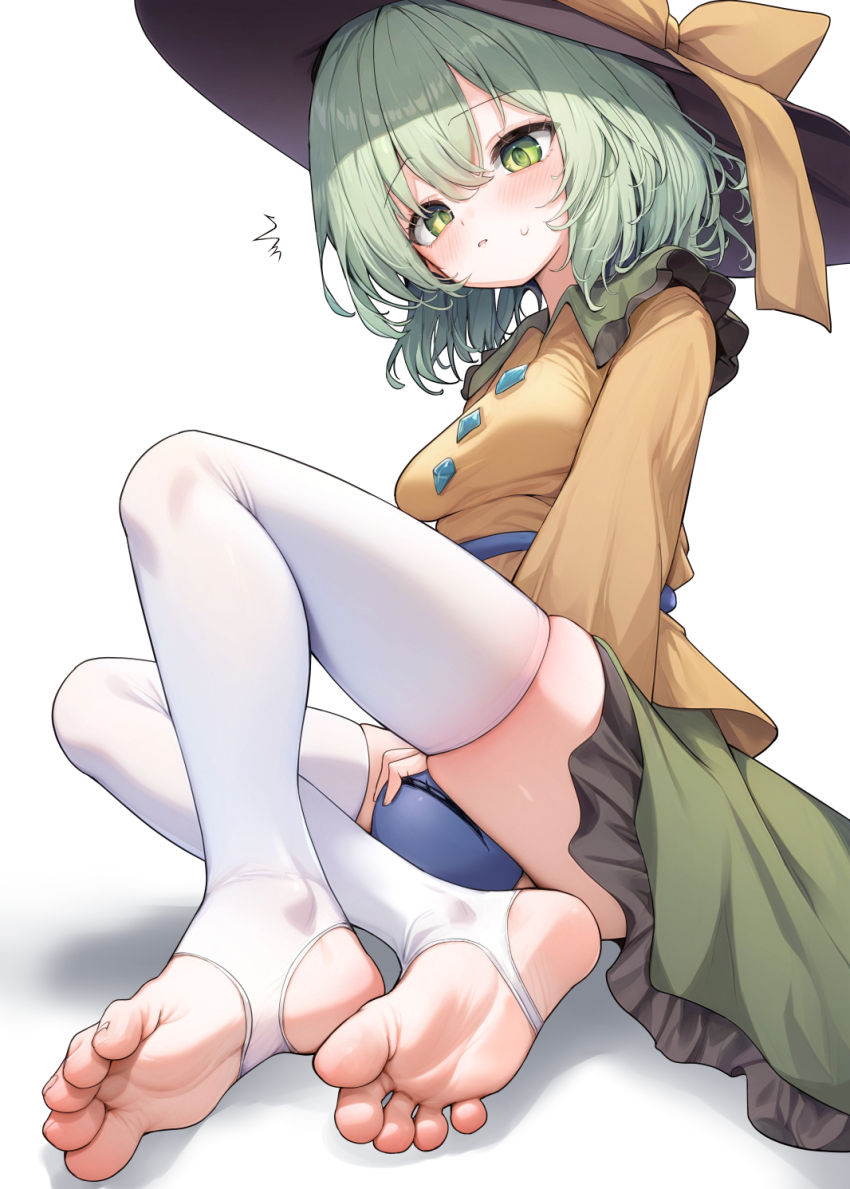 1girl, black_hat, blouse, blush, bow, breasts, buttons, diamond_button