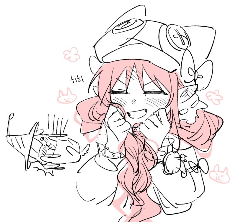 1girl, animal_ears, animal_print, blush, bow, buttons, cat_ears, cat_print