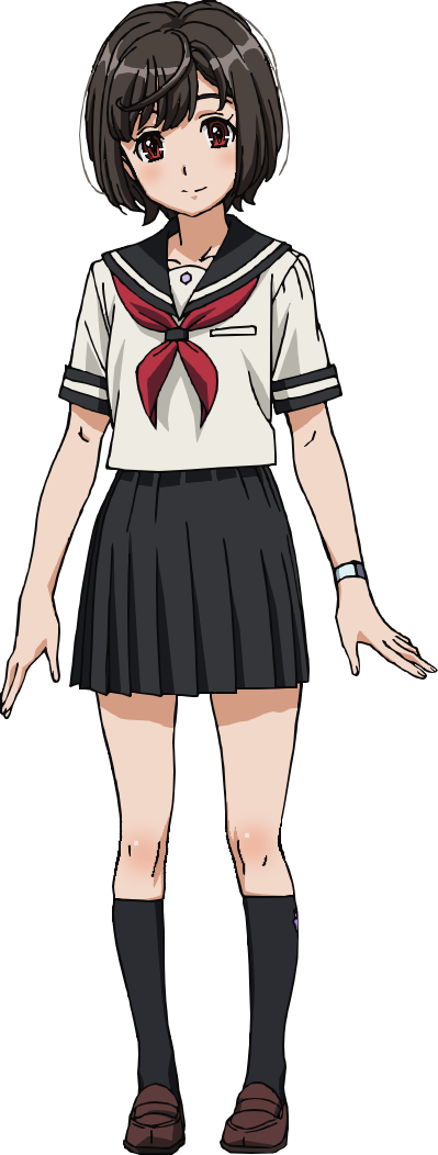 1girl, a.i.c.o._incarnation, anime_coloring, artist_request, black_hair, black_sailor_collar, black_skirt, black_socks, brown_shoes, full_body, kneehighs, loafers, looking_at_viewer, miniskirt, neckerchief, official_art, red_neckerchief, sailor_collar, school_uniform, serafuku, shirt, shoes, short_hair, short_sleeves, skirt, smile, socks, solo, tachibana_aiko, transparent_background, white_shirt