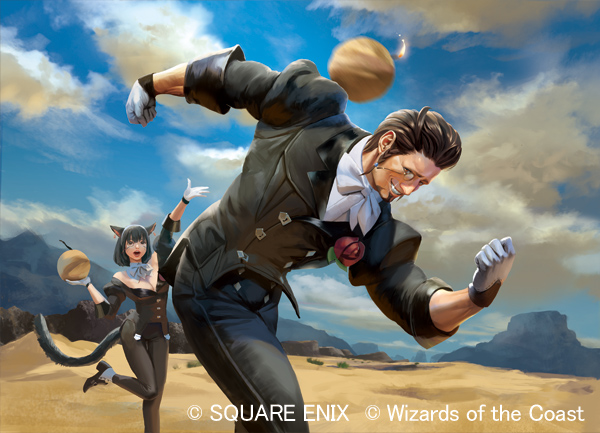 1boy, 1girl, akagi_shunsuke_(und), animal_ears, bomb, breasts, brown_hair, cat_ears