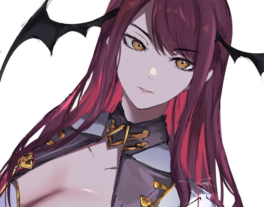 1girl, absurdres, addie_wyvernhart, aegis-link, black_wings, breasts, cleavage, closed_mouth