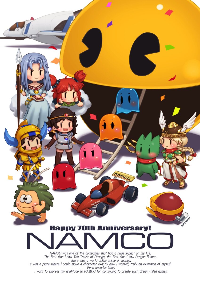 1boy, 1other, 4girls, :3, anniversary, antennae, armor, armored_boots