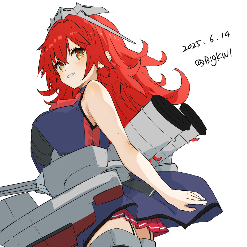 1girl, absurdres, bigkwl, black_overskirt, black_wrist_cuffs, blush, breasts, dated