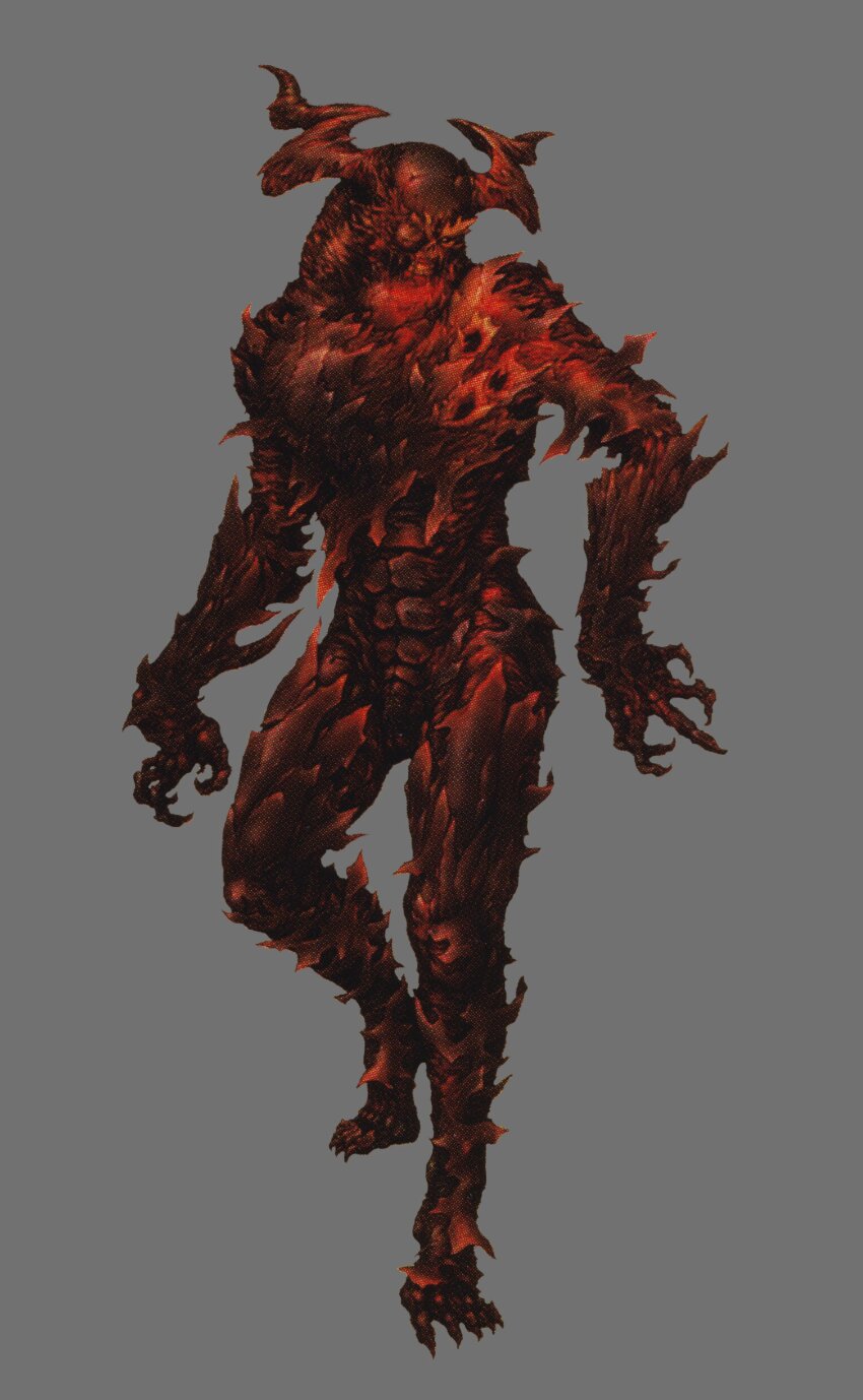 1boy, abs, absurdres, claws, clenched_teeth, demon's_souls, fire, flamelurker