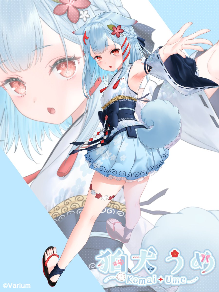 1girl, :o, animal_ears, ankle_socks, armpits, bare_legs, beckoning, black_sandals