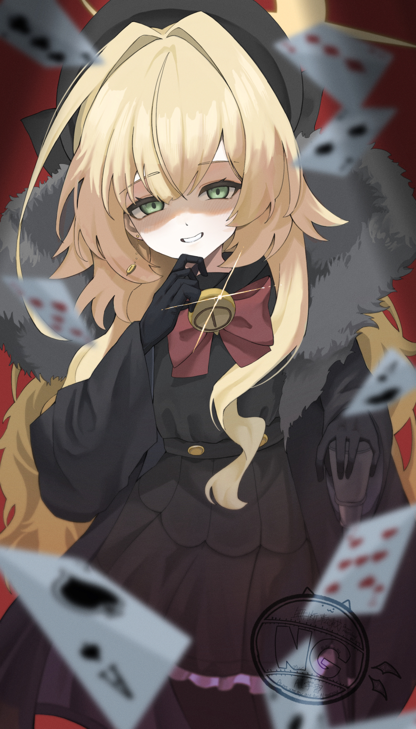 1girl, 966_kururu_966, absurdres, black_gloves, black_hat, black_jacket, black_pantyhose, black_shirt