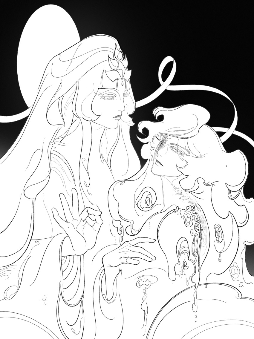 2girls, absurdres, artist_self-insert, chinese_clothes, commissioner_insert, cookie_run, cookie_run:_kingdom, diamond_(gemstone)