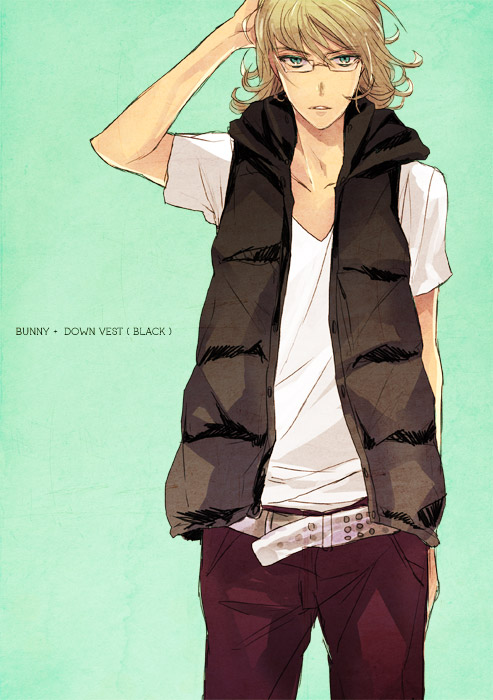 10s, 1boy, bad_id, bad_pixiv_id, barnaby_brooks_jr., belt, glasses, green_eyes