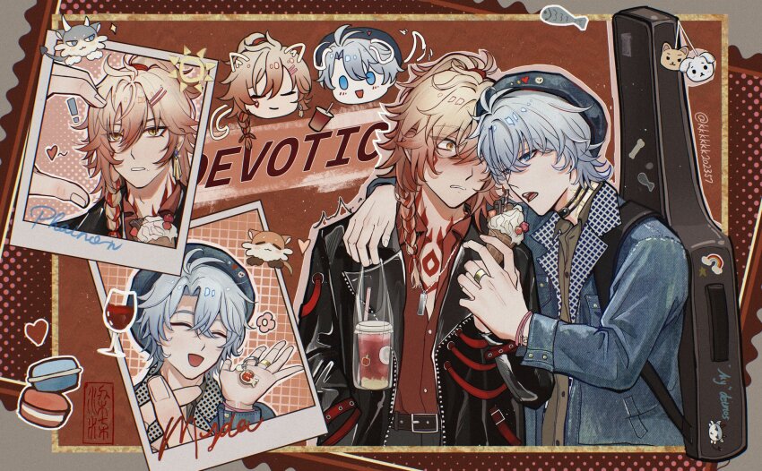 2boys, alternate_costume, blush, closed_eyes, grey_hair, highres, honkai:_star_rail, honkai_(series)