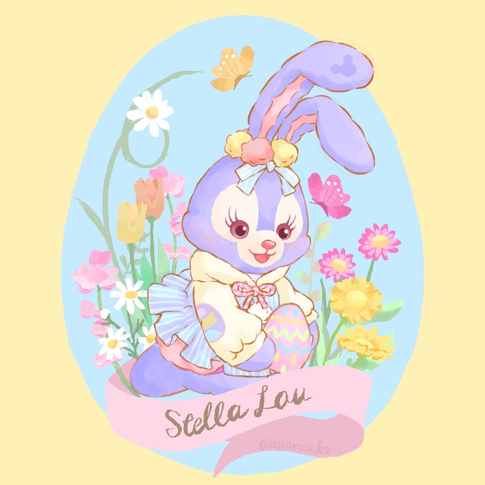 1girl, animal_ears, animification, ayanosuke_e, bow, duffy_and_friends, easter, easter_egg