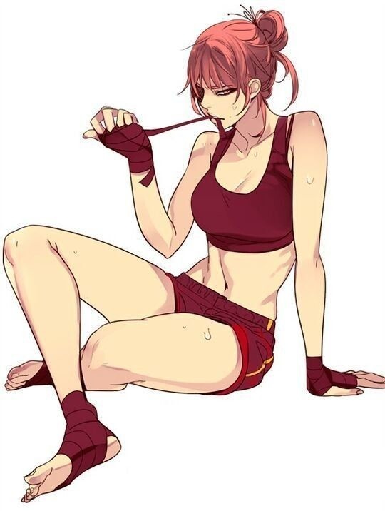 1girl, artist_request, bandages, girls_of_the_wild's, lee_moon_young, midriff, navel, shorts, source_request, tagme