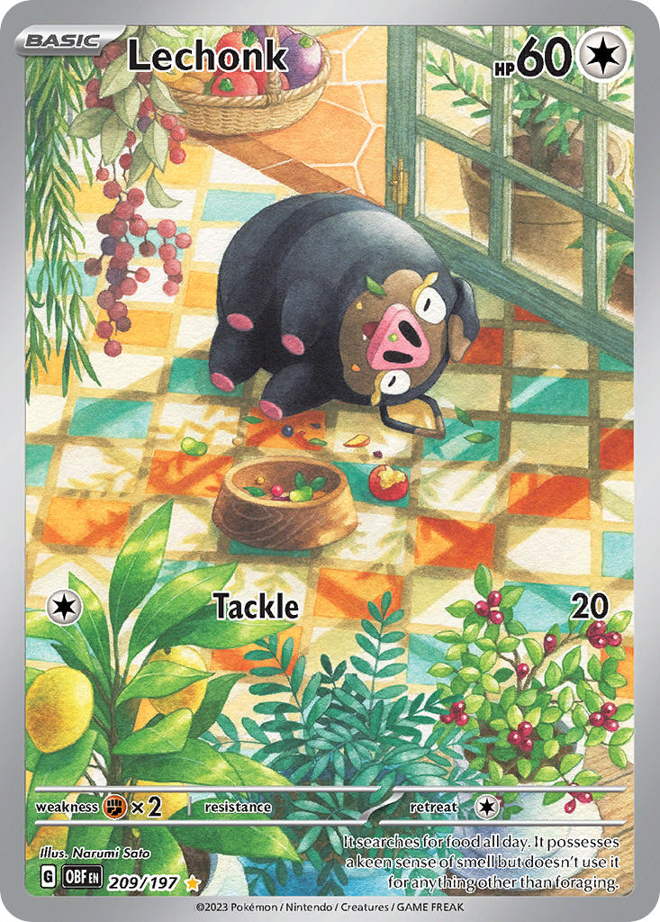 animal_focus, artist_name, basket, berry, bowl, card_(medium), character_name, closed_eyes