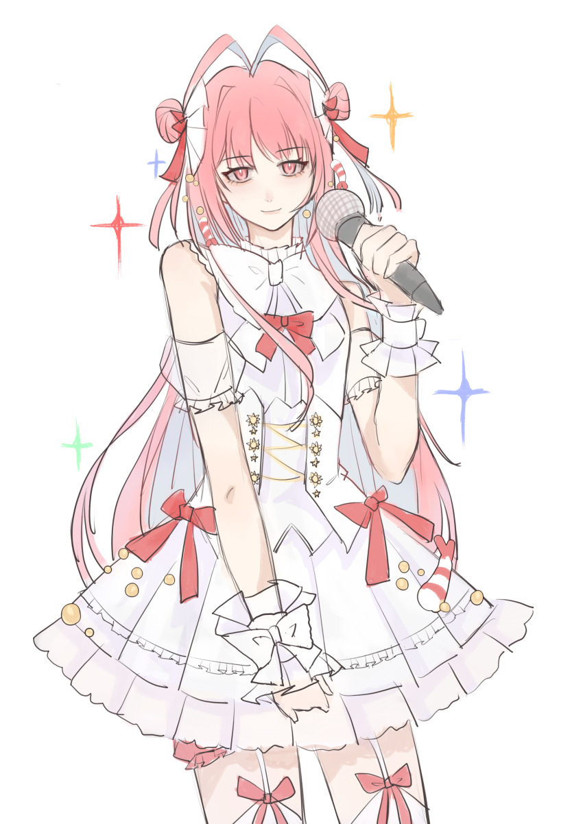 1boy, absurdres, antenna_hair, bare_shoulders, beads, bow, bow_legwear, bowtie