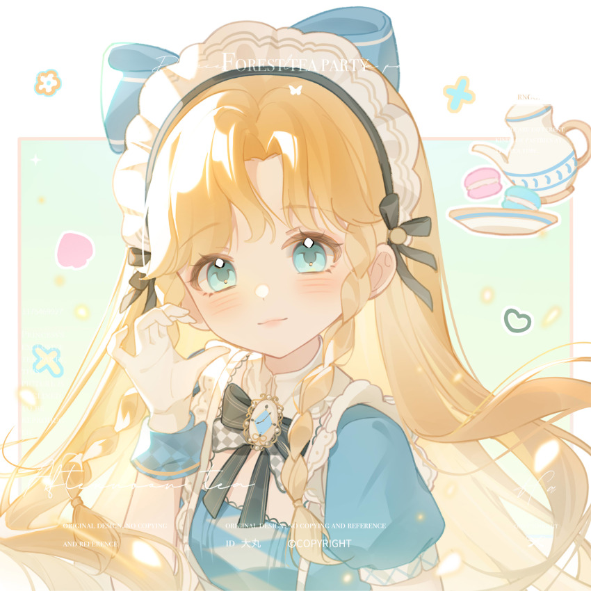 1girl, :3, absurdres, alice's_adventures_in_wonderland, alice_(alice_in_wonderland), argyle_bow, argyle_bowtie, argyle_clothes