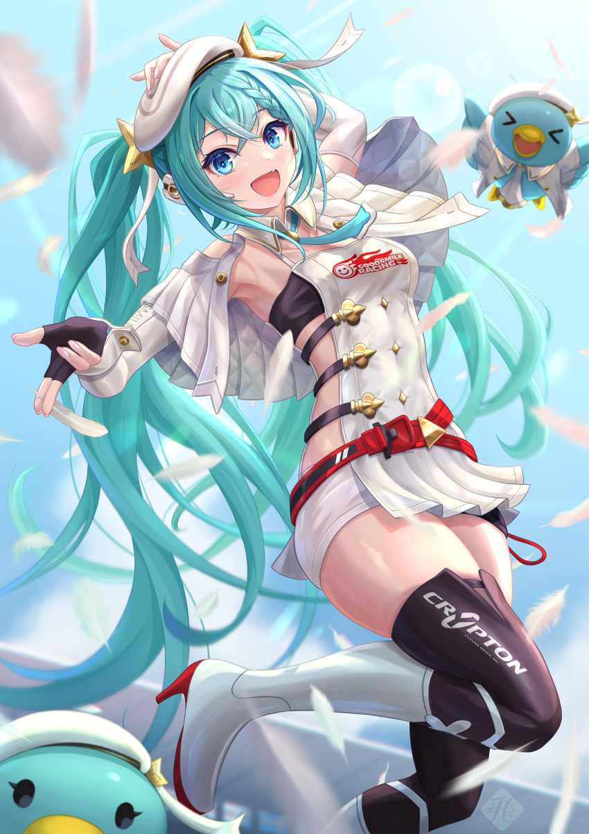 >_<, 1girl, absurdres, aqua_eyes, aqua_hair, aqua_necktie, arm_up, armpits