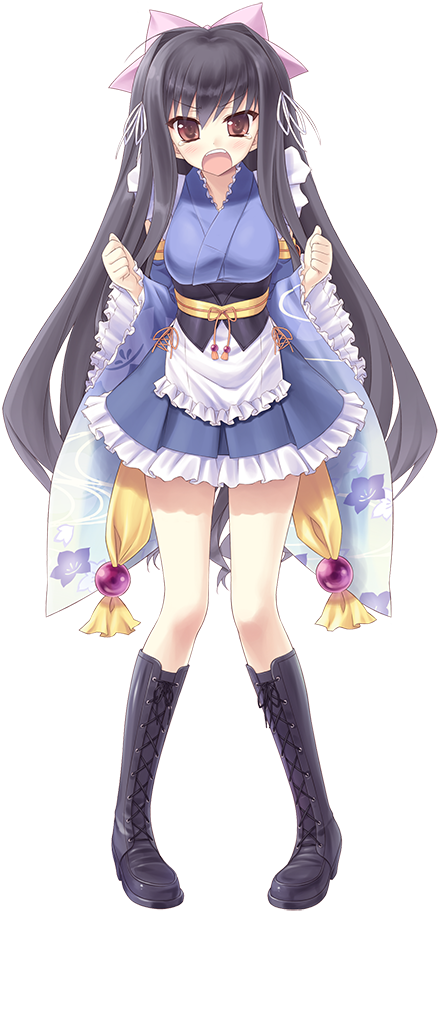 1girl, angry, apricot_plum_(company), artist_request, black_hair, blush, boots, bow