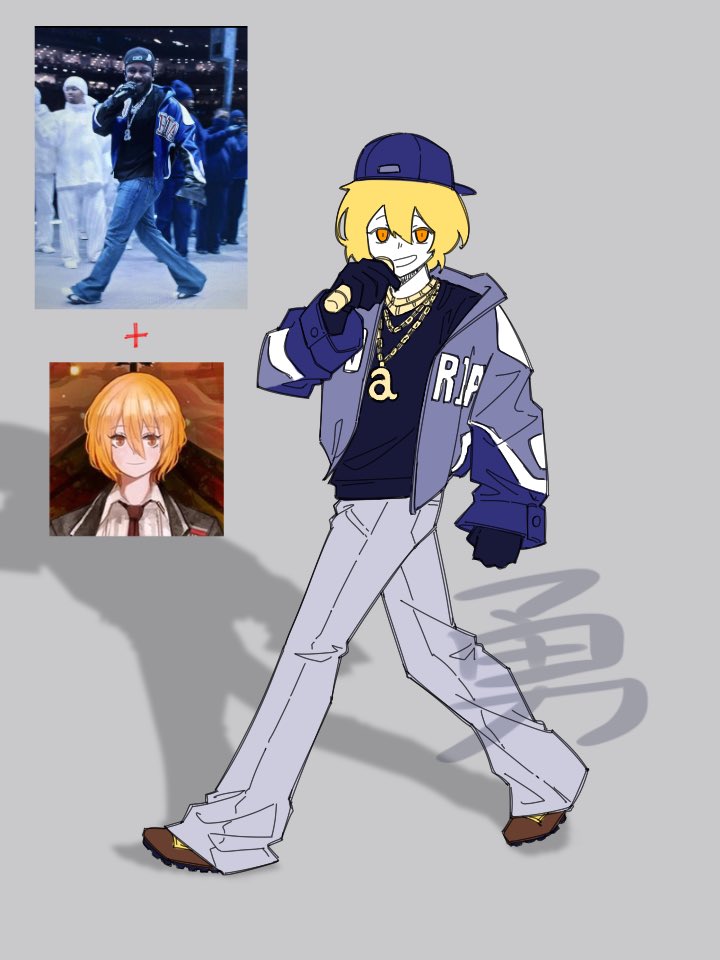 1girl, blonde_hair, blue_gloves, blue_shirt, cosplay, don_quixote_(project_moon), full_body, gloves