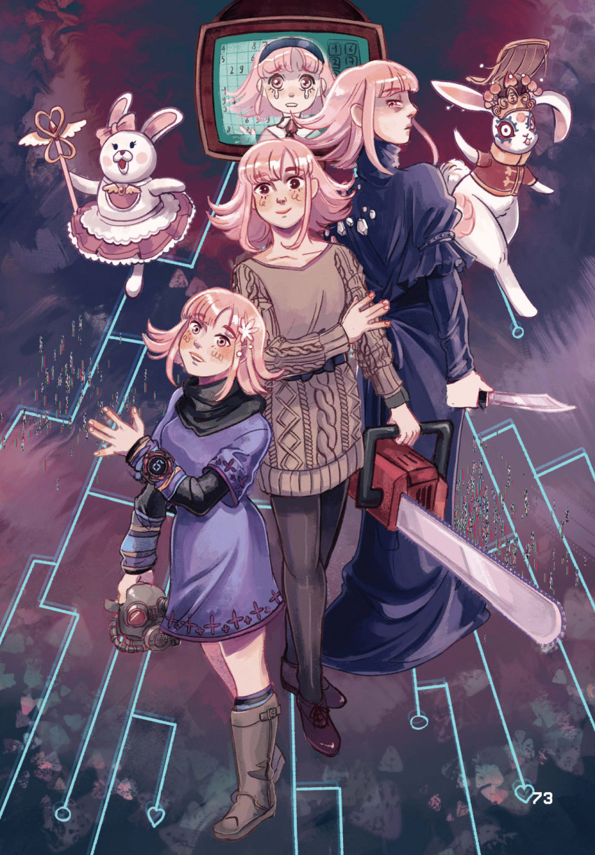 aged_down, aged_up, animal, black_hairband, black_pantyhose, black_shoes, blue_dress, blush