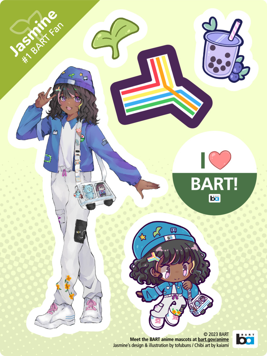 1girl, artist_name, artist_request, bag, bay_area_rapid_transit, beanie, black_hair, blue_hat