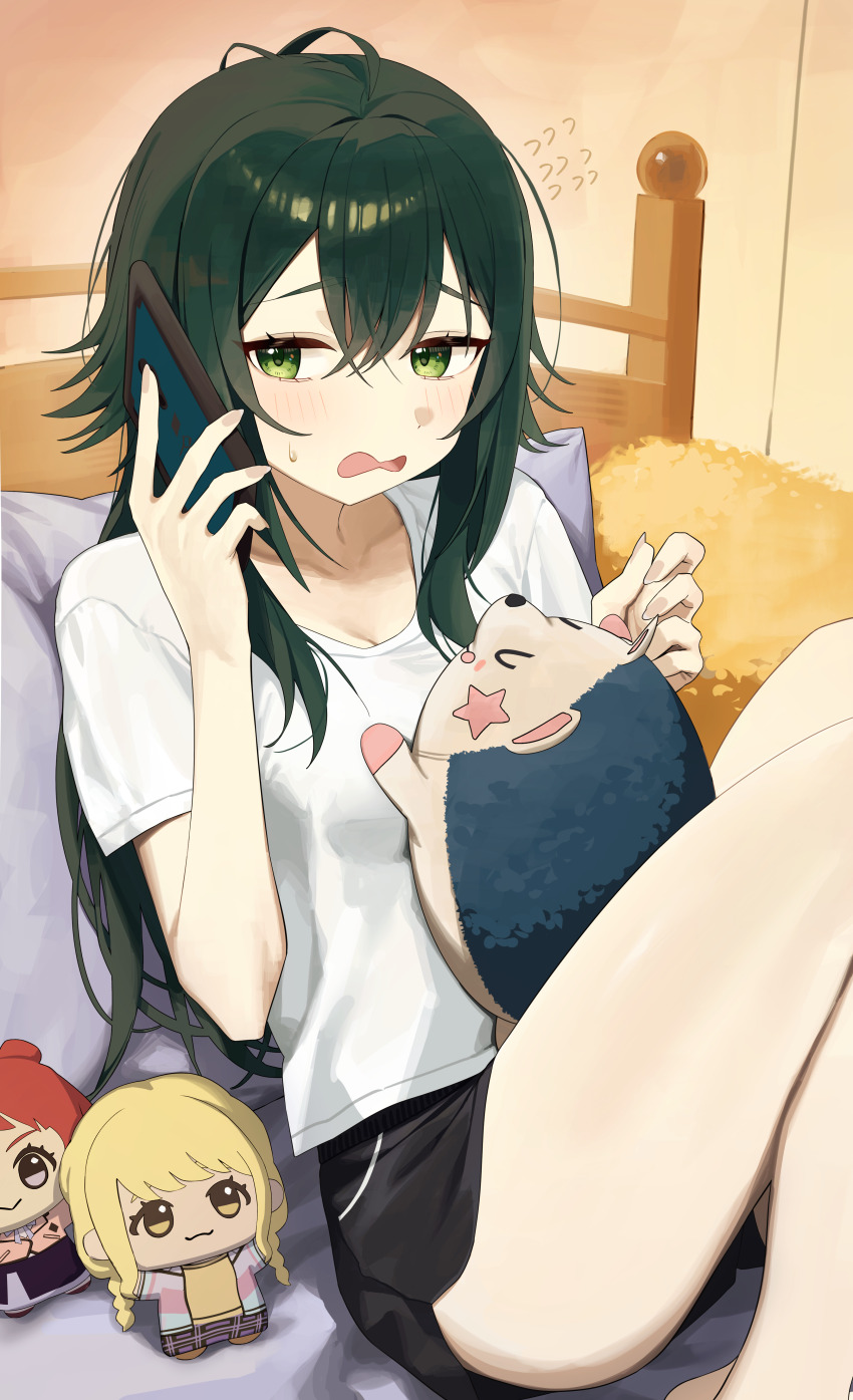 1girl, :3, absurdres, black_shorts, blush, character_doll, chibigurumi, commentary_request