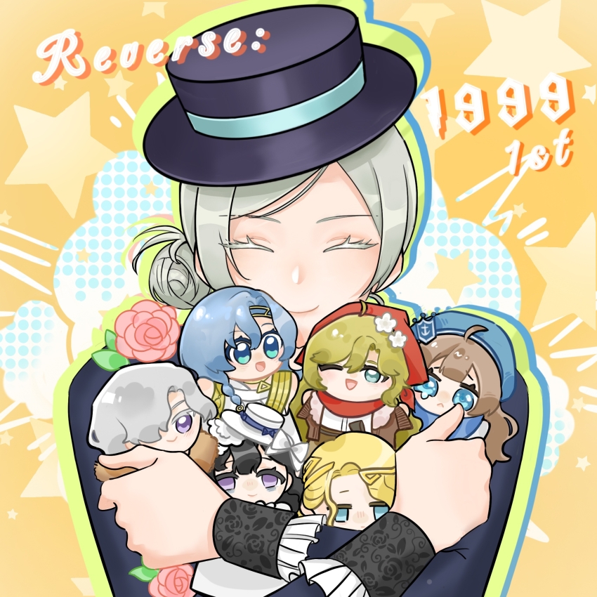 1boy, 37_(reverse:1999), 6+girls, 6_(reverse:1999), :<, :d, ;d, ^_^