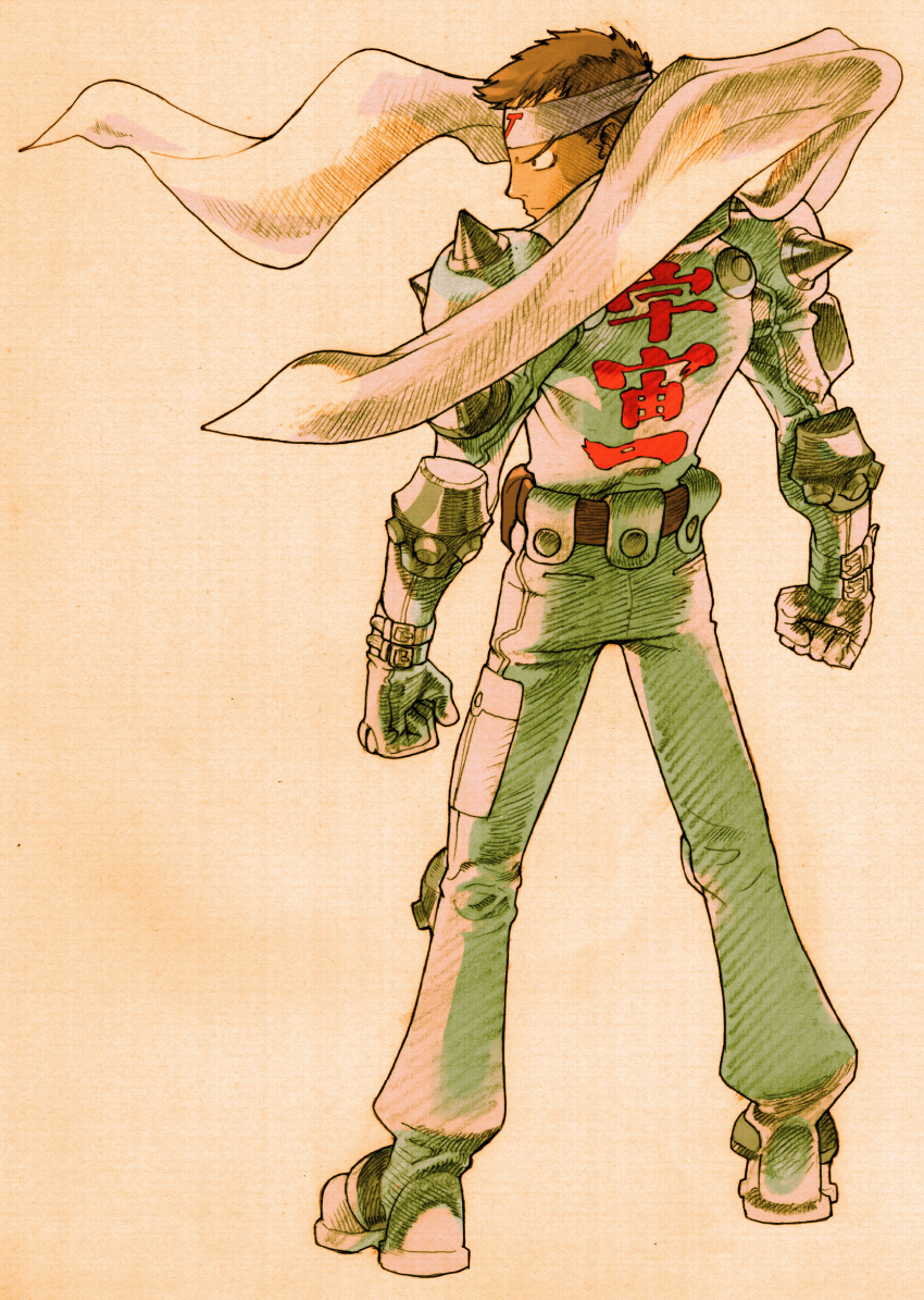 1boy, bengus, brown_hair, capcom, clenched_hands, cyberbots, from_behind, game_cg