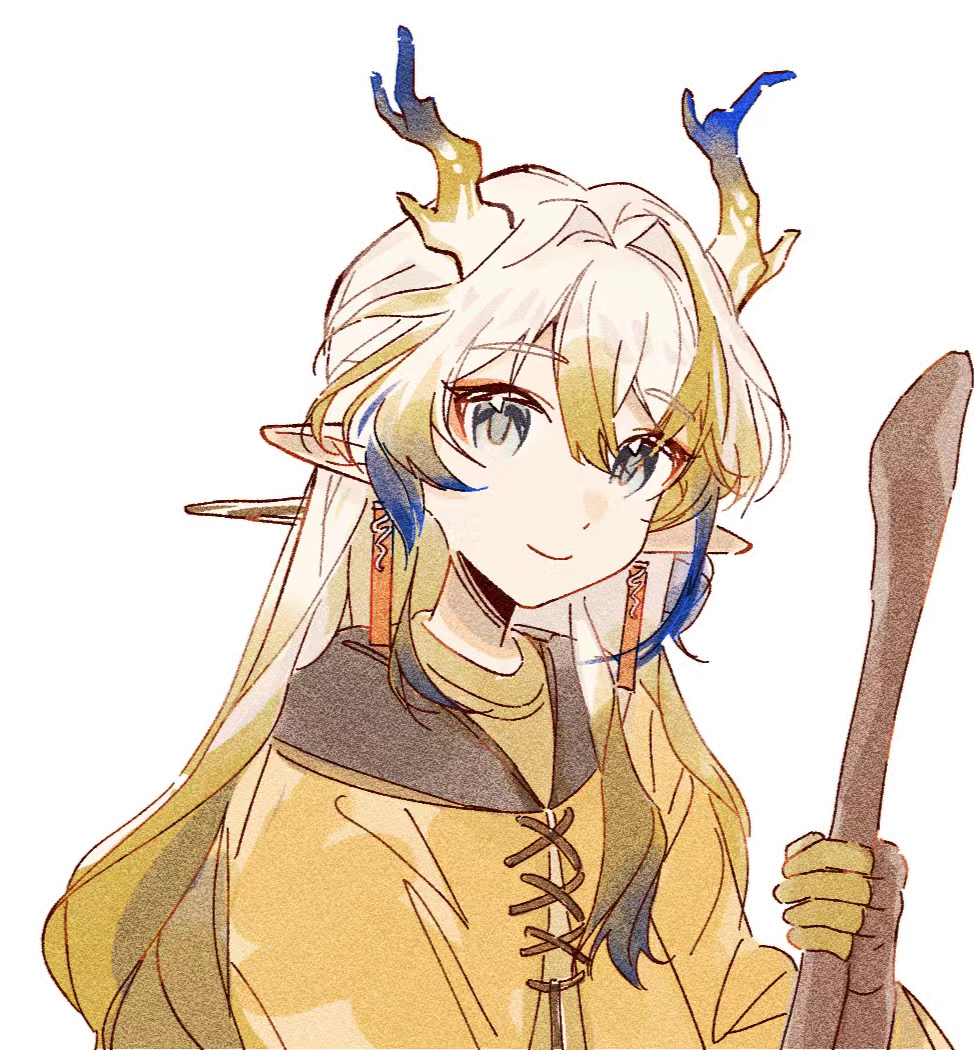 alternate_costume, arknights, blonde_hair, blue_hair, chinese_commentary, commentary_request, dragon_girl, dragon_horns