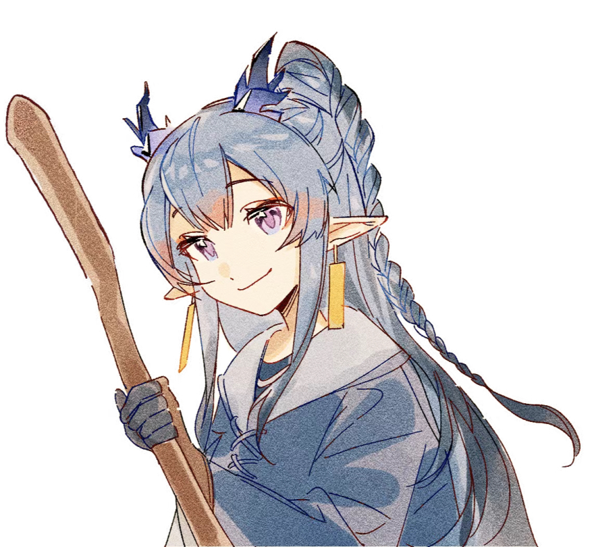 1girl, alternate_costume, arknights, black_hair, blue_hair, braid, chinese_commentary, closed_mouth