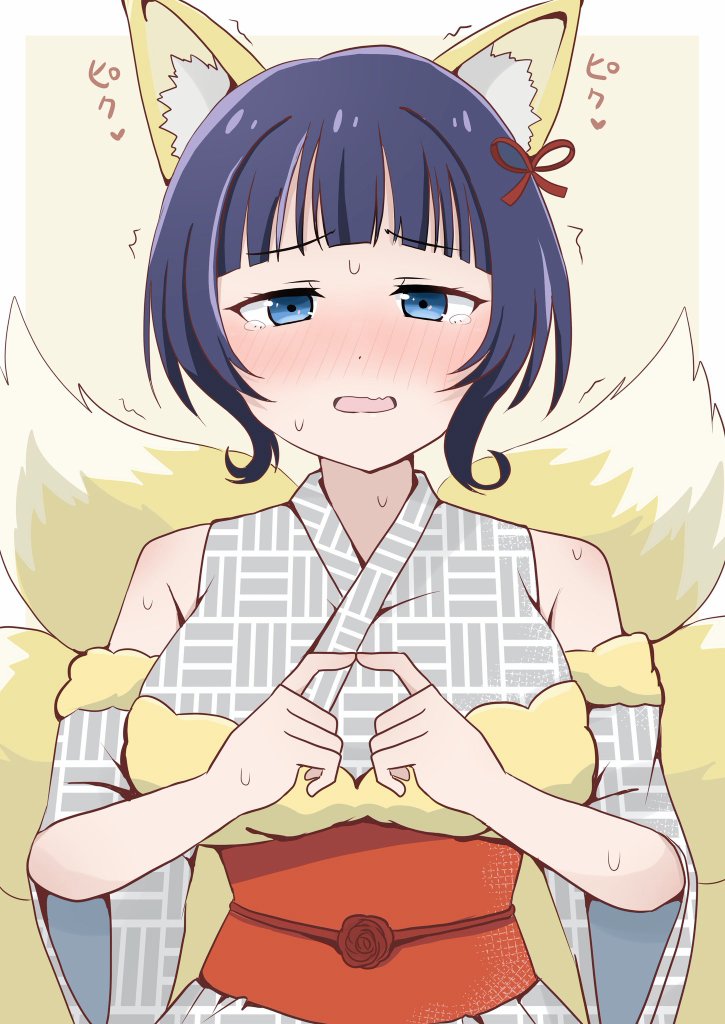 1girl, animal_ear_fluff, animal_ears, asaka_karin, blue_eyes, blunt_bangs, blush, breasts