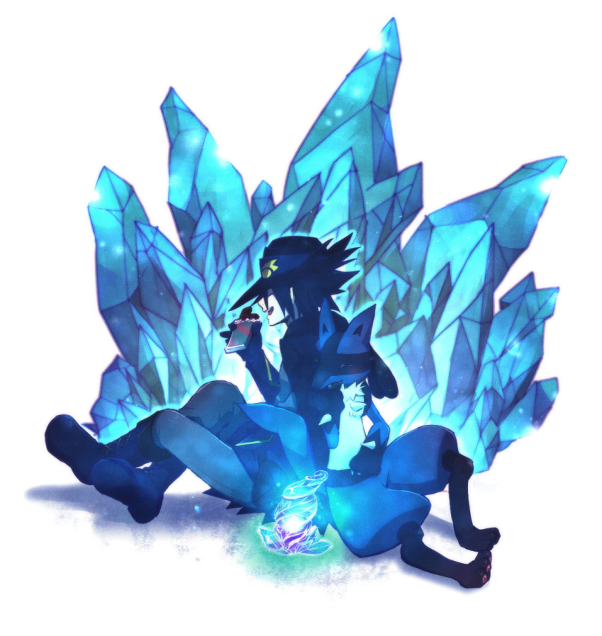 00s, 2boys, chocolate, closed_eyes, eating, food, gen_4_pokemon, happy