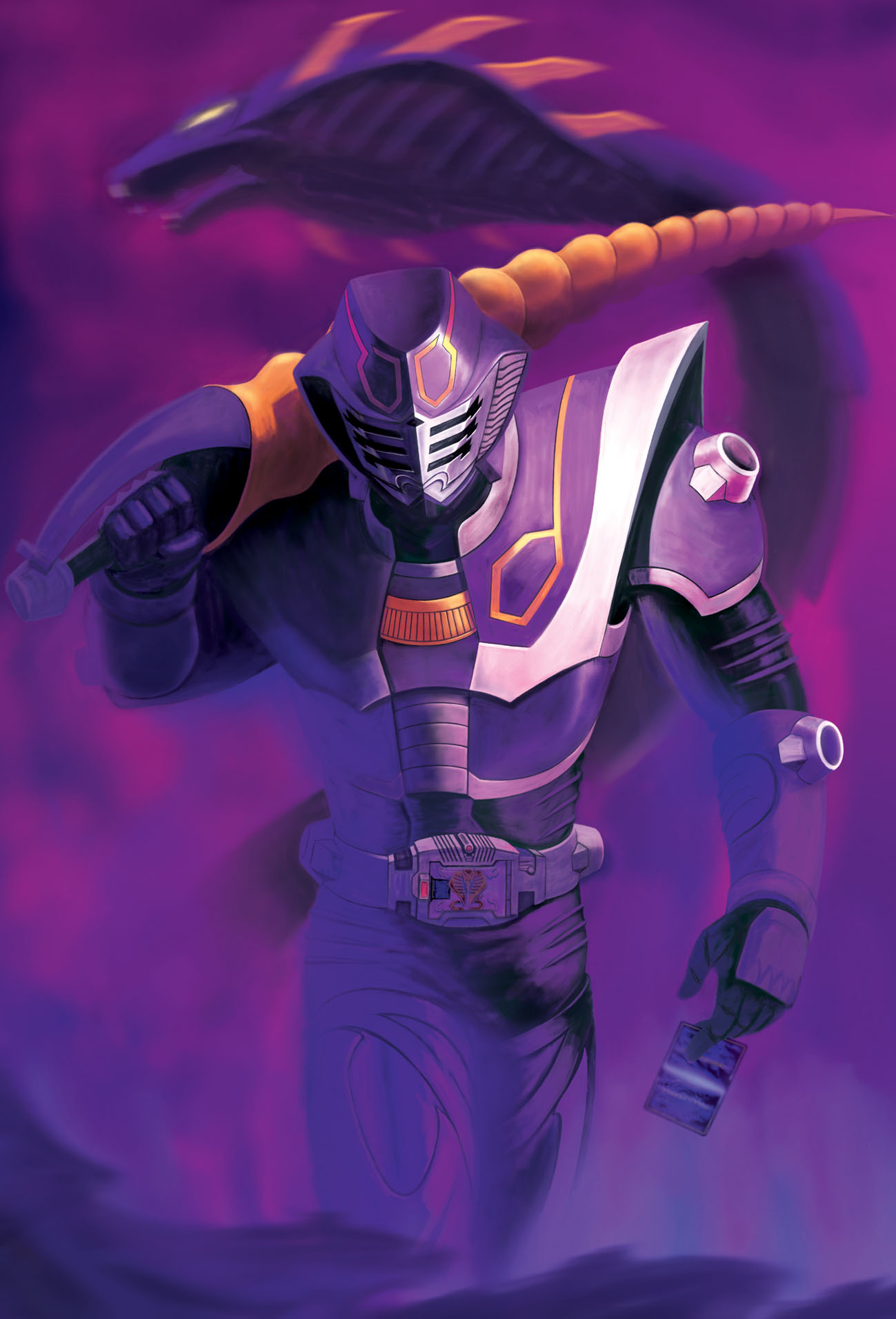 1boy, armor, bad_id, bad_pixiv_id, belt, card, cobra_(animal), gloves