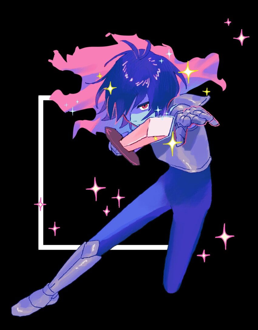 1other, armor, armored_boots, armored_gloves, beryllium_game, black_background, blue_skin, boots