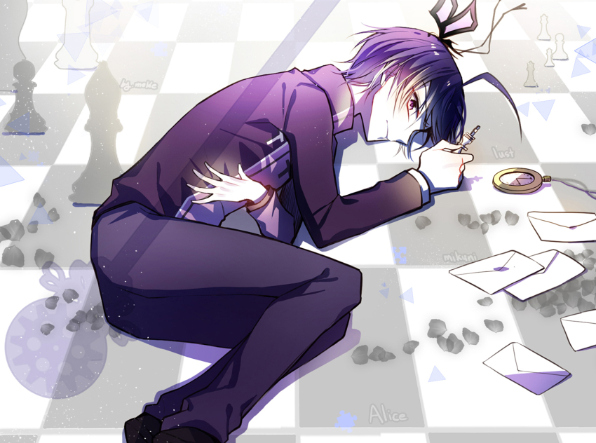 ahoge, alicein_misono, all_of_love, all_of_love_(butterfly_form), bug, butterfly, chess_piece, clock