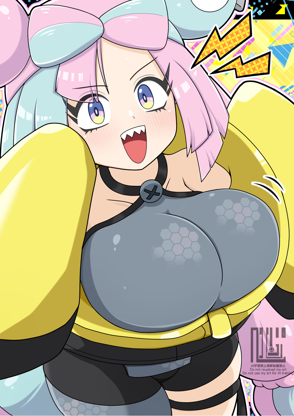 1girl, berun_(zakeruga1zakeru), breasts, highres, iono_(pokemon), large_breasts, multicolored_hair, nintendo