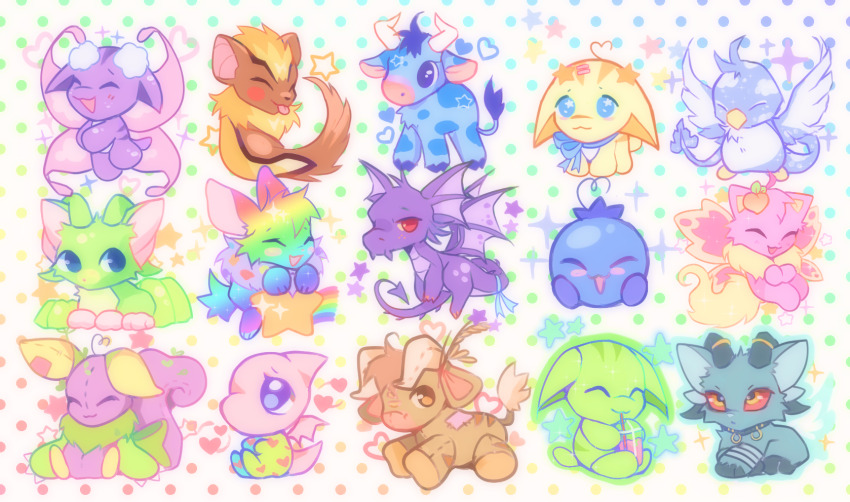 acara, animal_focus, baby_neopet, bird, blue_bow, blueberry, bow, chibi