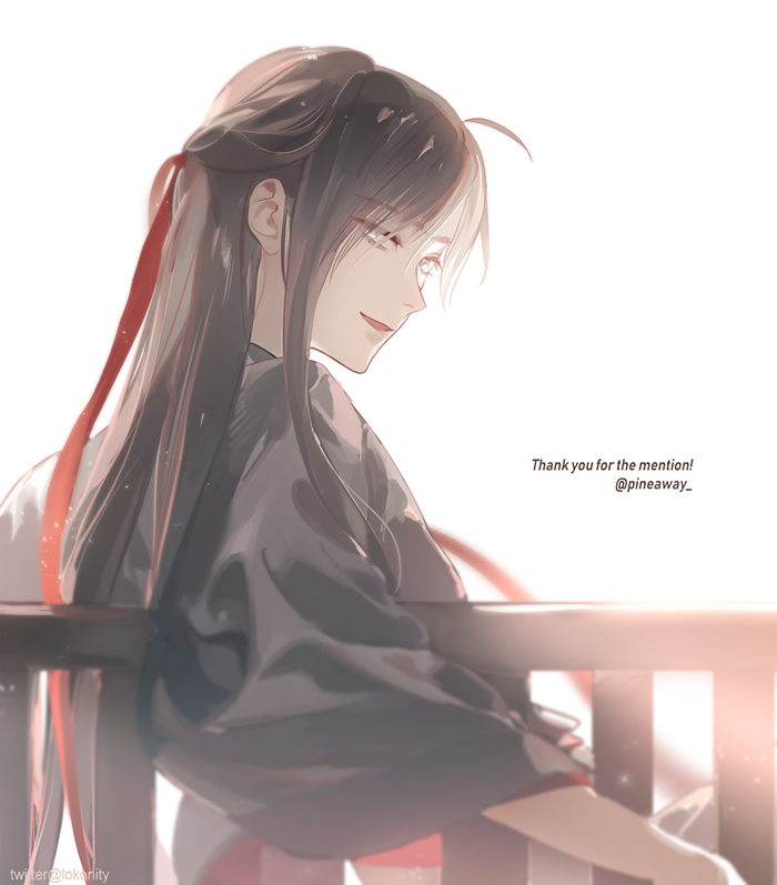 1boy, ahoge, black_hair, black_hanfu, blurry, blurry_foreground, chinese_clothes, english_text