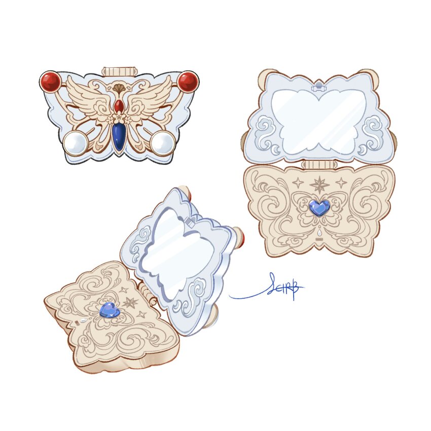 bug, butterfly, commentary_request, compact_(cosmetics), cosmetics, highres, insect, korean_commentary