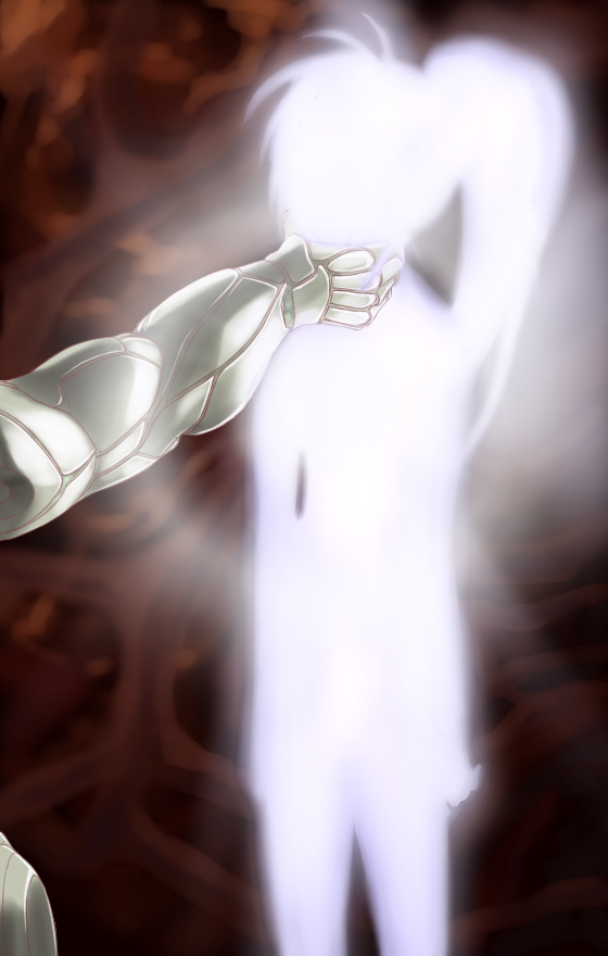 1girl, asphyxiation, beimei, glowing, magic, melbu_frahma, meru_(dragoon), pixiv_sample, ponytail, silhouette, strangling, the_legend_of_dragoon, wingly