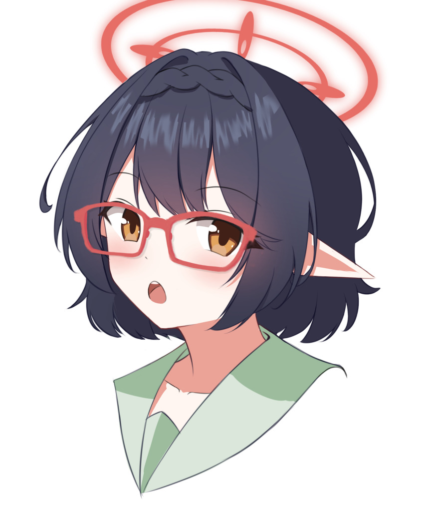 1girl, asagizu, ayane_(blue_archive), black_hair, blue_archive, braid, collar, collarbone