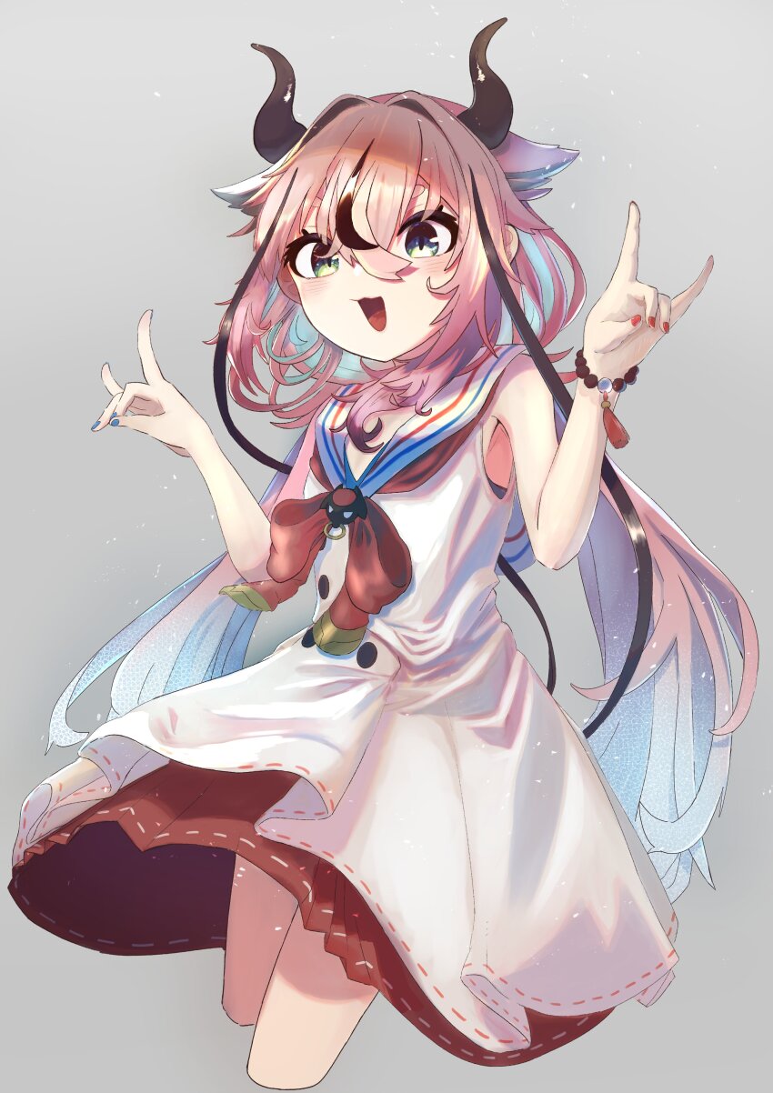 1other, :3, :d, absurdres, blue_hair, blue_nails, bow, bowtie