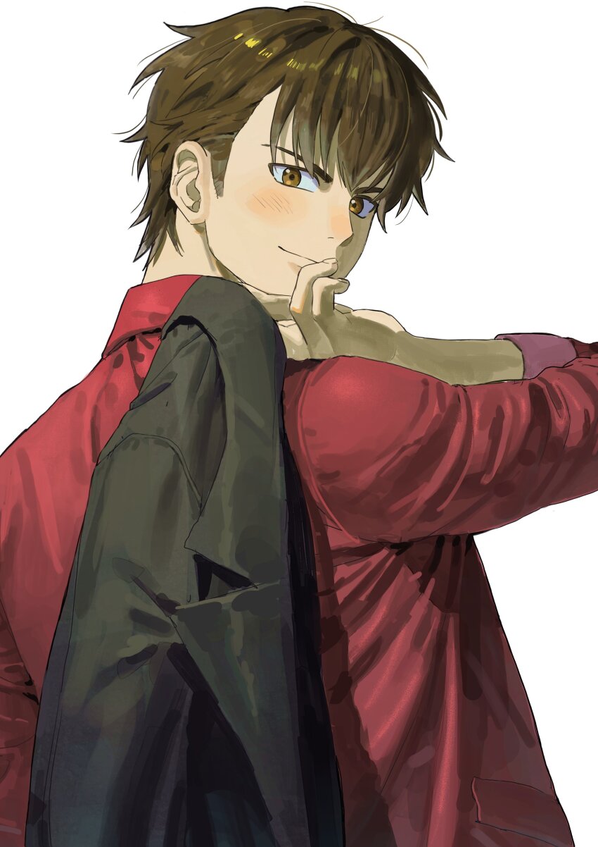 1boy, absurdres, ace_of_diamond, black_jacket, brown_eyes, brown_hair, closed_mouth, commentary_request